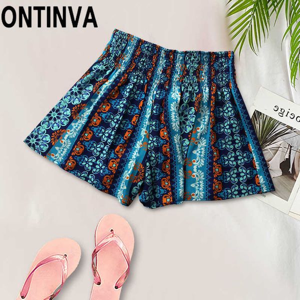 women's summer boho trbial print high elastic shirred waist wide leg shorts ladies beach holiday short pants empire culottes 210527, White;black
women's summer boho trbial print high elastic shirred waist wide leg shorts ladies beach holiday short pants empire culottes 210527, White;black