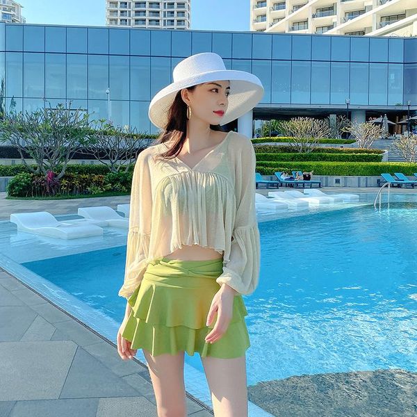 women's swimwear 2021 trendy korean fashion ins fairy style swimsuit girl skirt split bikini with steel three-pieces set bathing suits, White;black
women's swimwear 2021 trendy korean fashion ins fairy style swimsuit girl skirt split bikini with steel three-pieces set bathing suits, White;black