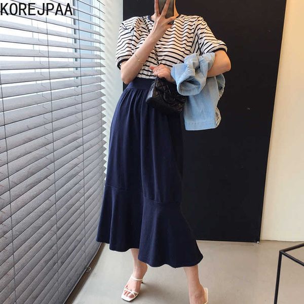 korejpaa women dress summer korean chic ladies retro round neck striped contrast color fake two-piece fishtail vestidos 210526, Black;gray
korejpaa women dress summer korean chic ladies retro round neck striped contrast color fake two-piece fishtail vestidos 210526, Black;gray