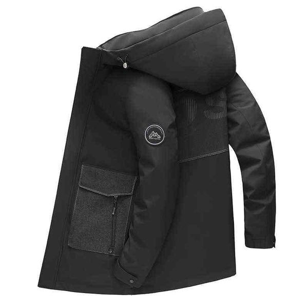 down et men's medium and long hooded 2021 winter large pocket leisure cold proof trend warm coat, Black
down et men's medium and long hooded 2021 winter large pocket leisure cold proof trend warm coat, Black