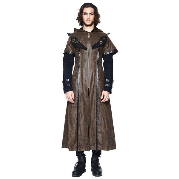 men's wool & blends devil fashion punk rivet hooded winter long coat gothic vintage halloween party jacket, Black
men's wool & blends devil fashion punk rivet hooded winter long coat gothic vintage halloween party jacket, Black