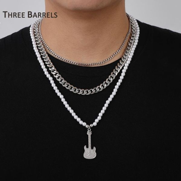 pendant necklaces multilayer stainless steel chain choker punk guitar pearl beads necklace men women hip hop neck fashion jewelry, Silver
pendant necklaces multilayer stainless steel chain choker punk guitar pearl beads necklace men women hip hop neck fashion jewelry, Silver