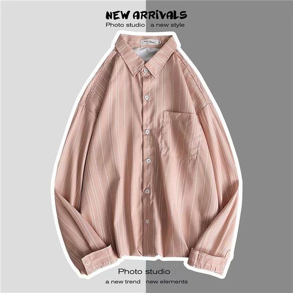 men's casual shirts striped white pink black shirt 2021 harajuku long sleeve streetwear oversized, White;black
men's casual shirts striped white pink black shirt 2021 harajuku long sleeve streetwear oversized, White;black