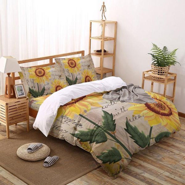 retro shabby print comforter bedding set duvet cover king bed home housse de couette gift sets