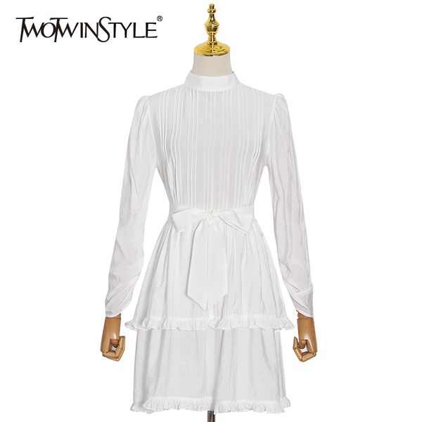 twotwinstyle elegant patchwork bowknot dress for female stand collar long sleeve high waist white dress women fashion 210517, Black;gray
twotwinstyle elegant patchwork bowknot dress for female stand collar long sleeve high waist white dress women fashion 210517, Black;gray