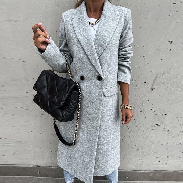 women's wool & blends office lady elegant turn-down collar woolen coat 2021 autumn winter fashion long overcoat women casual loose out, Black
women's wool & blends office lady elegant turn-down collar woolen coat 2021 autumn winter fashion long overcoat women casual loose out, Black