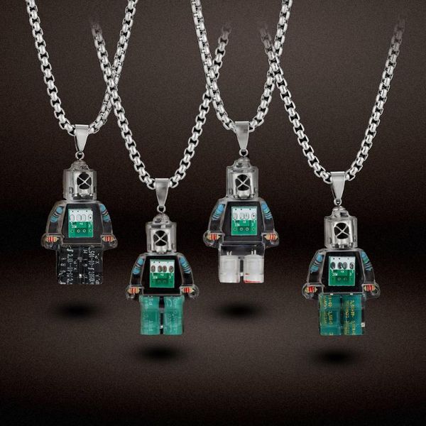 chains resin rainbow robot pendant children's necklace male hip hop punk female sweater chain accessories, Silver
chains resin rainbow robot pendant children's necklace male hip hop punk female sweater chain accessories, Silver
