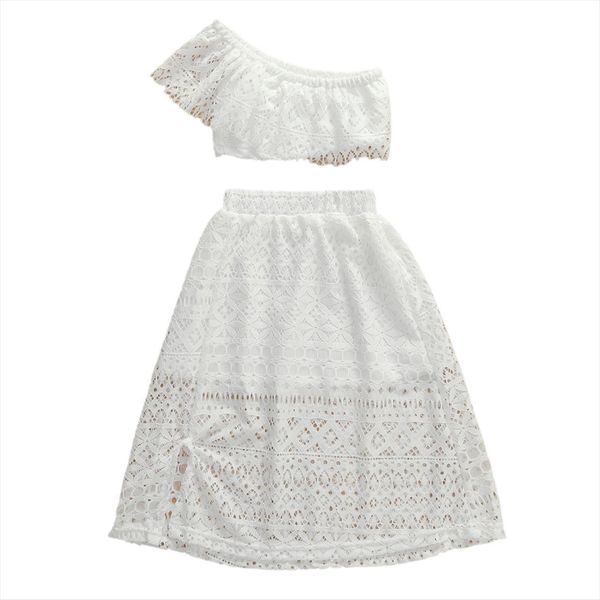 1 6t infant kids baby girls lace flowers clothes sets one shoulder hollow out skirts solid white outfit
1 6t infant kids baby girls lace flowers clothes sets one shoulder hollow out skirts solid white outfit