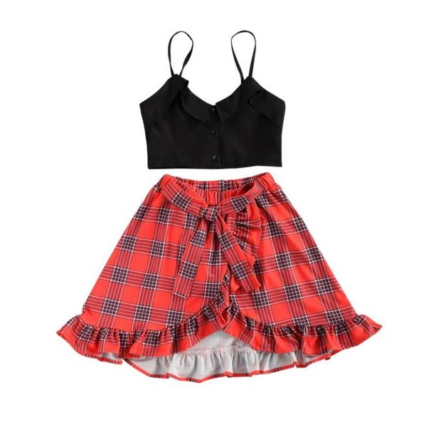 clothing sets toddler kids baby two-pieces skirts set children girls v-neck sleeveless sling vest high waist plaid printing skirt, White
clothing sets toddler kids baby two-pieces skirts set children girls v-neck sleeveless sling vest high waist plaid printing skirt, White