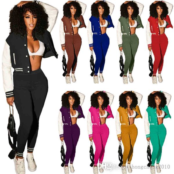 designer fall women sweatsuits two piece set baseball uniform jackets sweatpants outfits sport joggers pants varsity tracksuits 9 colors, Gray
designer fall women sweatsuits two piece set baseball uniform jackets sweatpants outfits sport joggers pants varsity tracksuits 9 colors, Gray
