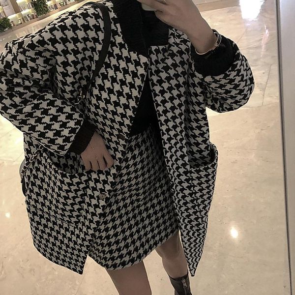 women's jacket black and white houndstooth autumn winter woolen coat cashmere stitched nine-quarter sleeves wool & blends
women's jacket black and white houndstooth autumn winter woolen coat cashmere stitched nine-quarter sleeves wool & blends