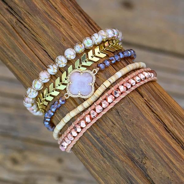 tennis bohemian rosequartz bracelet healing plum blossom shape natural stone 5 layers gift for women drop, Golden;silver
tennis bohemian rosequartz bracelet healing plum blossom shape natural stone 5 layers gift for women drop, Golden;silver