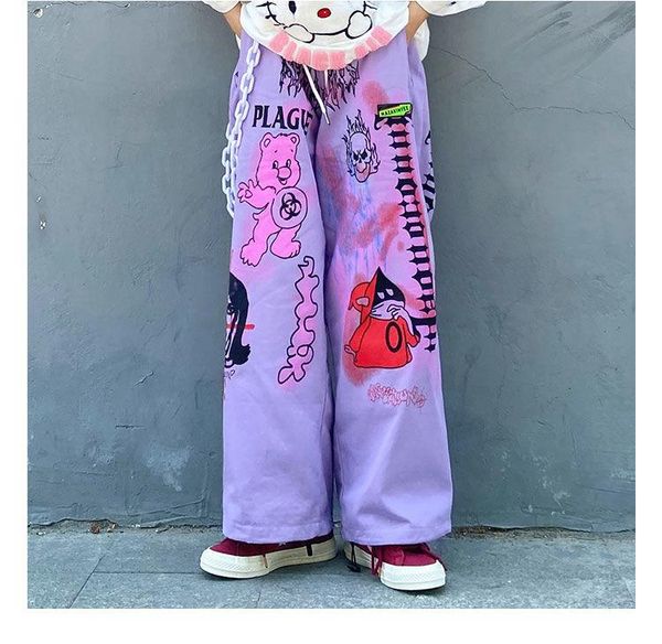 women's pants & capris womens wide-leg summer style cartoon print straight trousers personality graffiti street clothing loose, Black;white
women's pants & capris womens wide-leg summer style cartoon print straight trousers personality graffiti street clothing loose, Black;white