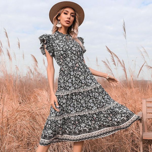 casual dresses women chiffon long dress floral print ruffed sleeve a-line maxi vestidos autumn elegant vintage v neck summer, Black;gray
casual dresses women chiffon long dress floral print ruffed sleeve a-line maxi vestidos autumn elegant vintage v neck summer, Black;gray