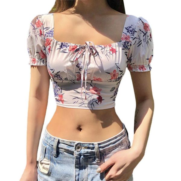 france style floral short blouse shirts women summer puff sleeve slash neck vintage crop casual blouses blusas mujer women's &, White
france style floral short blouse shirts women summer puff sleeve slash neck vintage crop casual blouses blusas mujer women's &, White