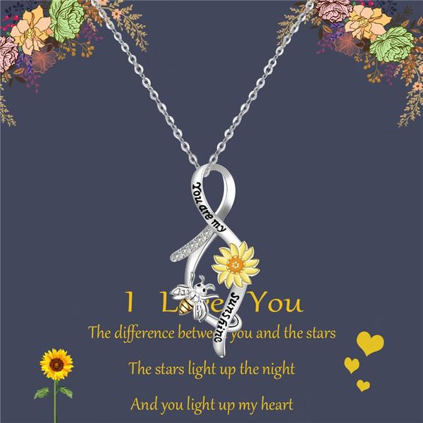 pendant necklaces 45+5cm two-tone pave sunflower & heart honeycomb necklace honeybee jewelry flower rhinestone you are my sunshine j49f, Silver
pendant necklaces 45+5cm two-tone pave sunflower & heart honeycomb necklace honeybee jewelry flower rhinestone you are my sunshine j49f, Silver