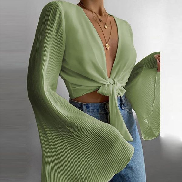 women's blouses & shirts women flare long sleeve solid color deep v neck shirt autumn fashion elegant lace up blouse top, White
women's blouses & shirts women flare long sleeve solid color deep v neck shirt autumn fashion elegant lace up blouse top, White