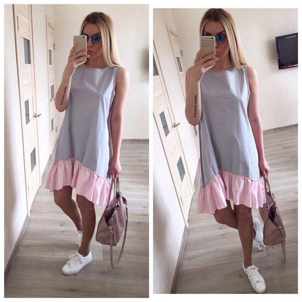 summer dresses casual loose patchwork sleeveless ruffles o-neck straight dress fashion women ukraine vestidos, Black;gray
summer dresses casual loose patchwork sleeveless ruffles o-neck straight dress fashion women ukraine vestidos, Black;gray