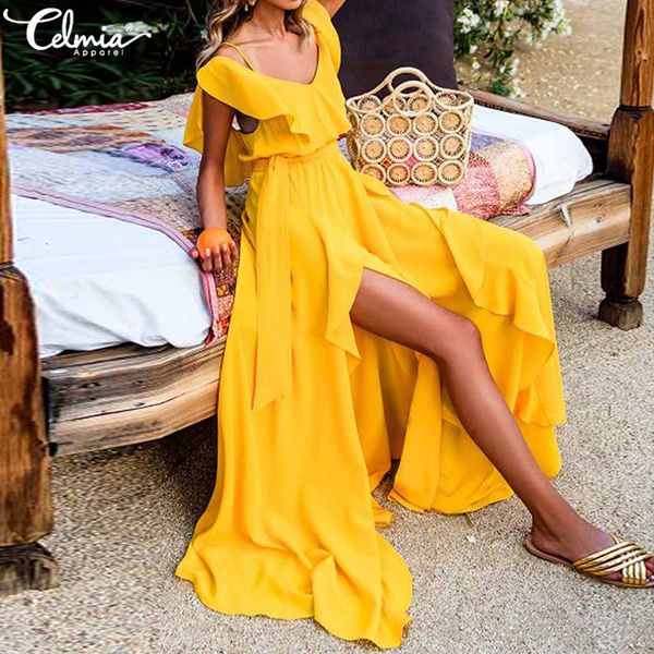 dresses celmia women summer bohemian dress v-neck sleeveless sundress belted high split maxi long vestidos robe femme plus size 5xl, Black;gray
dresses celmia women summer bohemian dress v-neck sleeveless sundress belted high split maxi long vestidos robe femme plus size 5xl, Black;gray