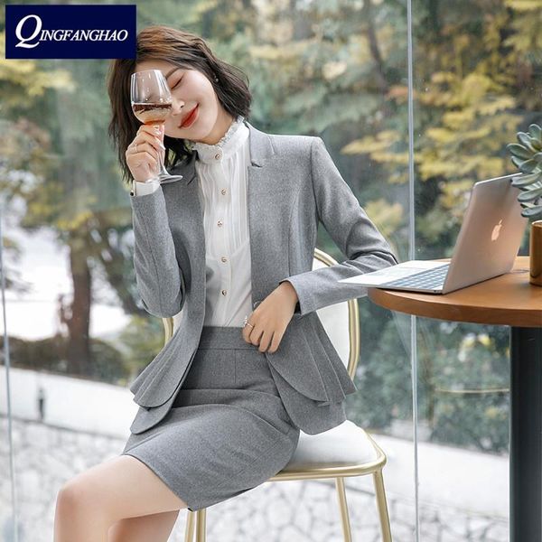 autumn and winter temperament ladies professional wear female sales interview suit fashion gray lady workplace business two piece dress, White
autumn and winter temperament ladies professional wear female sales interview suit fashion gray lady workplace business two piece dress, White