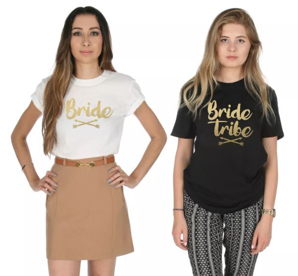 bride tribe t-shirt wedding hen do to be party bridesmaid bridal shower set, White;black
bride tribe t-shirt wedding hen do to be party bridesmaid bridal shower set, White;black