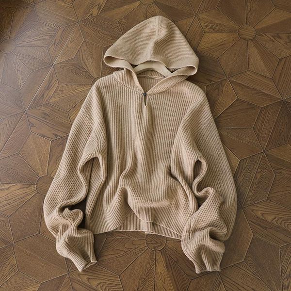 women's sweaters woman pure wool hooded collar long sleeve knitted pullover 2021 products in autumn and winter, White;black
women's sweaters woman pure wool hooded collar long sleeve knitted pullover 2021 products in autumn and winter, White;black