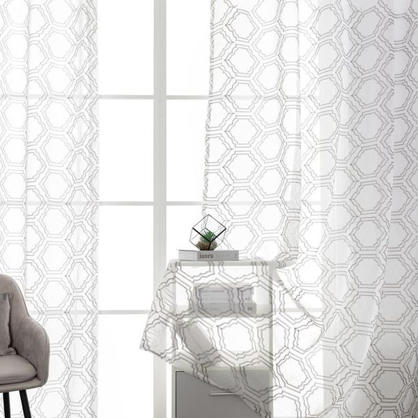curtain & drapes white geometric embroidered sheer curtains tulle voile for living room bedroom kitchen window treatment
curtain & drapes white geometric embroidered sheer curtains tulle voile for living room bedroom kitchen window treatment