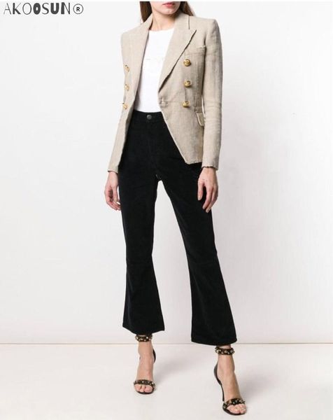 women's suits & blazers class fashion khaki linen blazer double-breasted gold tone buttoned long sleeve woman suit, White;black
women's suits & blazers class fashion khaki linen blazer double-breasted gold tone buttoned long sleeve woman suit, White;black