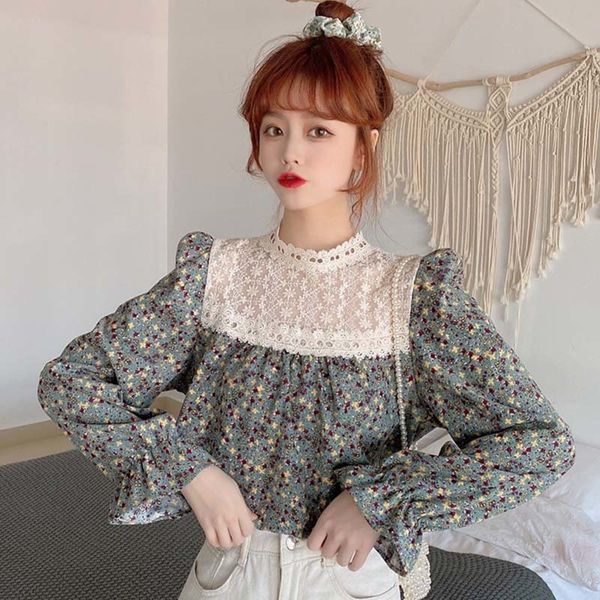 shirt 2021 spring autumn sweet fashion floral lace patchwork print shellfish shirts off enlargement sleeves elegant blouse, White
shirt 2021 spring autumn sweet fashion floral lace patchwork print shellfish shirts off enlargement sleeves elegant blouse, White