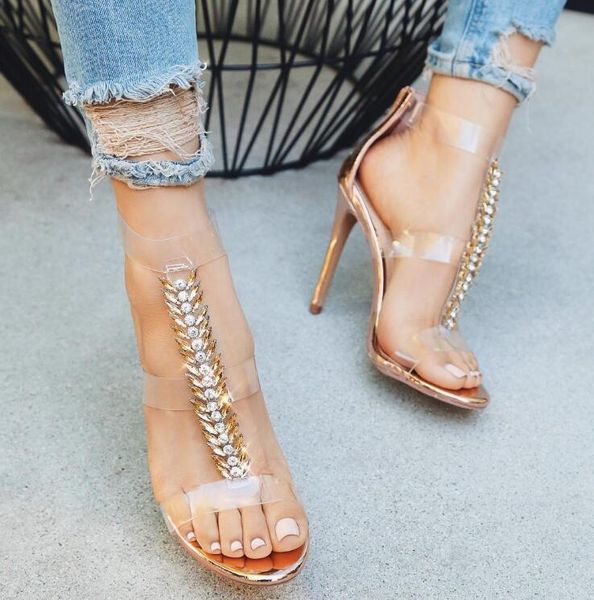 luxury rhinestone t-staps women open toe sandals clear pvc high heels ladies party shoes summer cut out, Black
luxury rhinestone t-staps women open toe sandals clear pvc high heels ladies party shoes summer cut out, Black