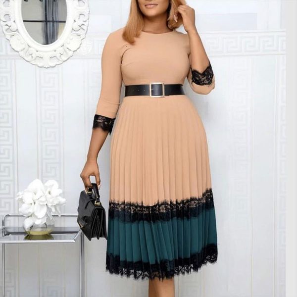 pleated office elegant work women dress wear o neck half sleeves midi high waist female classy modest african fashion, Black;gray
pleated office elegant work women dress wear o neck half sleeves midi high waist female classy modest african fashion, Black;gray