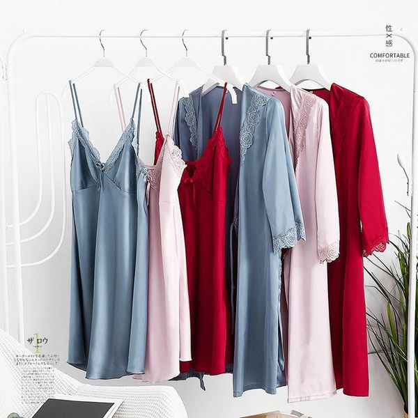 women's sleepwear women summer lace floral robe set knee-length bathrobe gown bride dressing bath v-neck nightgown loose home dress, Black;red
women's sleepwear women summer lace floral robe set knee-length bathrobe gown bride dressing bath v-neck nightgown loose home dress, Black;red