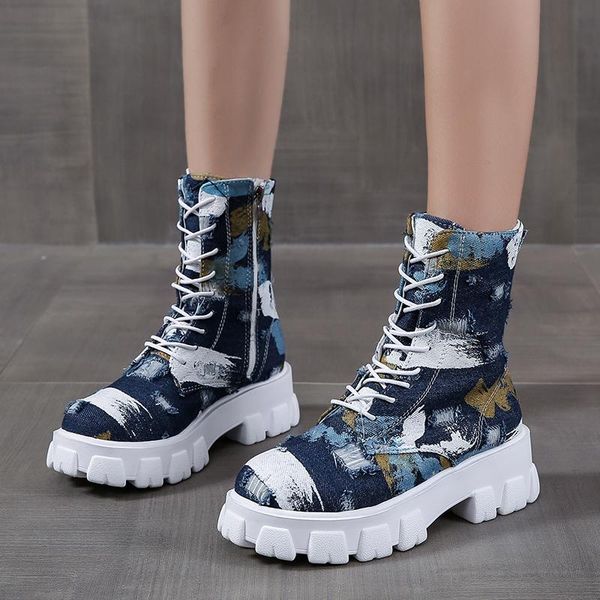 boots rimocy 2021 blue cowboy ankle for women fashion zipper lace up autumn shoes woman mixed color chunky platform booties, Black
boots rimocy 2021 blue cowboy ankle for women fashion zipper lace up autumn shoes woman mixed color chunky platform booties, Black