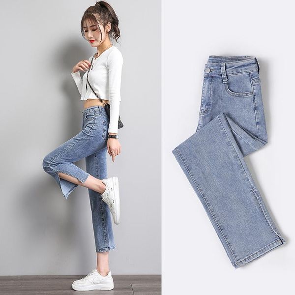 women's jeans elastic women spring summer korean fashion split fork loose high waist denim pants boot cut cropped trousers, Blue
women's jeans elastic women spring summer korean fashion split fork loose high waist denim pants boot cut cropped trousers, Blue
