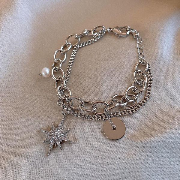link, chain thick rhinestone star round pendants bracelets double layers bangle bohemian vintage women bracelet punk style jewelry, Black
link, chain thick rhinestone star round pendants bracelets double layers bangle bohemian vintage women bracelet punk style jewelry, Black