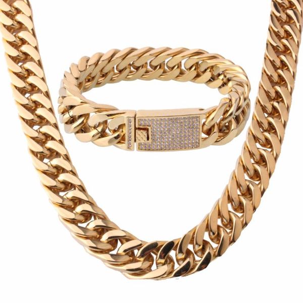 earrings & necklace 15mm gold clear stone 316l stainless steel buckle miami curb cuban link chain bracelet&necklace men's jewelry set 1, Silver
earrings & necklace 15mm gold clear stone 316l stainless steel buckle miami curb cuban link chain bracelet&necklace men's jewelry set 1, Silver