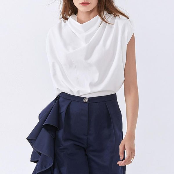 sleeveless scarf collar white t shirt 2021 simple design loose fashion bf style tees for women summer back zipper tee women's t-shirt
sleeveless scarf collar white t shirt 2021 simple design loose fashion bf style tees for women summer back zipper tee women's t-shirt
