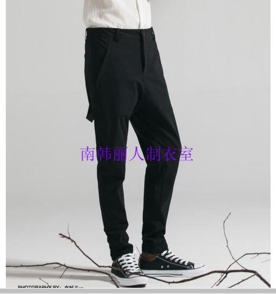 28-45 pants men black strap decoration casual tapered feet trousers hairstylist plus size singer costumes men's
28-45 pants men black strap decoration casual tapered feet trousers hairstylist plus size singer costumes men's