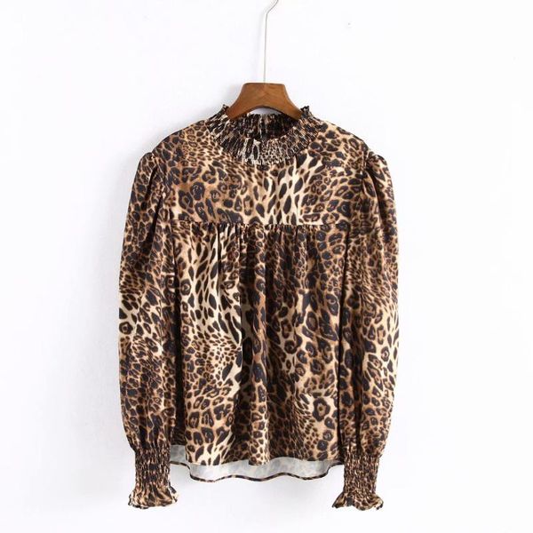 women's blouses & shirts women vintage leopard print pleats casual smock blouse shirt chic ruffles blusas elastic lace roupas femininas, White
women's blouses & shirts women vintage leopard print pleats casual smock blouse shirt chic ruffles blusas elastic lace roupas femininas, White
