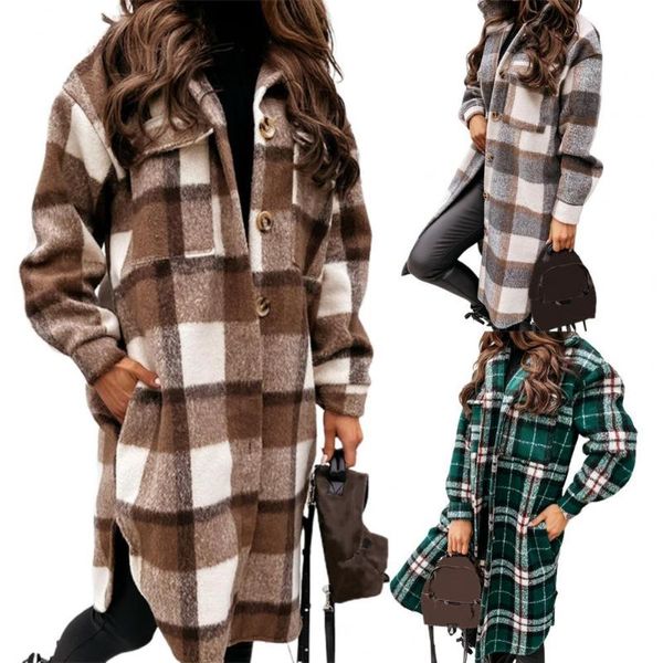 women's wool & blends turn-down collar trench coats windbreakers overcoat women coat long sleeve plaid print flap pockets woolen outerw, Black
women's wool & blends turn-down collar trench coats windbreakers overcoat women coat long sleeve plaid print flap pockets woolen outerw, Black