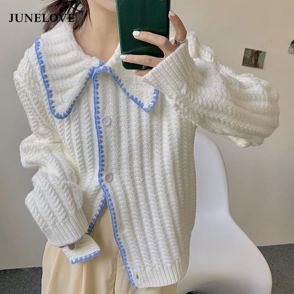 women's knits & tees junelove korean fashion cardigan women single breasted casual vintage sweater female turn down collar long sleeve, White
women's knits & tees junelove korean fashion cardigan women single breasted casual vintage sweater female turn down collar long sleeve, White