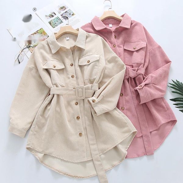 women's jackets spring women solid corduroy batwing sleeve vintage shirt jacket with belt turn-down collar long outwear female casual, Black;brown
women's jackets spring women solid corduroy batwing sleeve vintage shirt jacket with belt turn-down collar long outwear female casual, Black;brown
