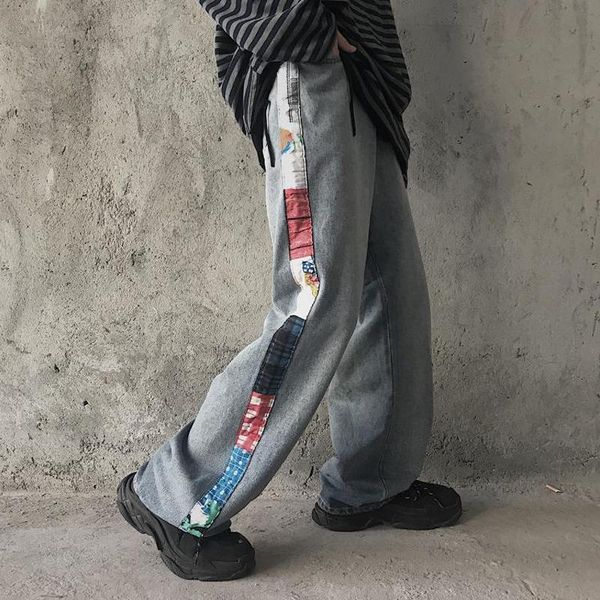 women's jeans high waist summer korean harajuku bf style street retro stitching women loose straight wide leg pants fashion, Blue
women's jeans high waist summer korean harajuku bf style street retro stitching women loose straight wide leg pants fashion, Blue