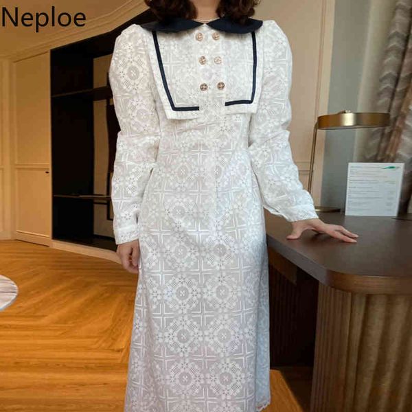 neploe korean vintage maxi dress peter pan collar double-breasted heavy lace vestidos pattern slim elegant dresses for women 210422, Black;gray
neploe korean vintage maxi dress peter pan collar double-breasted heavy lace vestidos pattern slim elegant dresses for women 210422, Black;gray