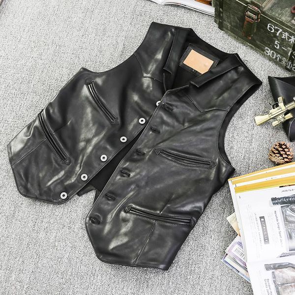 men's vests 2021 black japan casual style genuine leather vest men single breasted plus size 4xl real natural horsehide spring slim fit, Black;white
men's vests 2021 black japan casual style genuine leather vest men single breasted plus size 4xl real natural horsehide spring slim fit, Black;white