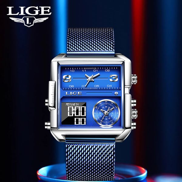 lige 2021 new digital sports watches luxury brand quartz wristwatch fashion square waterproof electronic digital clock reloj, Silver
lige 2021 new digital sports watches luxury brand quartz wristwatch fashion square waterproof electronic digital clock reloj, Silver