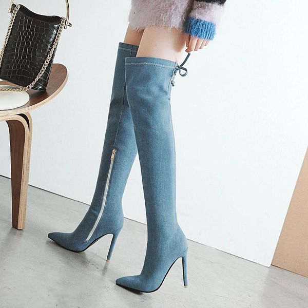 boots women over-the-knee stretch denim fabric plus size 22-27cm length long winter cowboy shoes warm fashion, Black
boots women over-the-knee stretch denim fabric plus size 22-27cm length long winter cowboy shoes warm fashion, Black