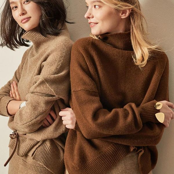 women's sweaters 2021 autumn and winter cashmere sweater high-necked pullover loose thick short paragraph knit shirt, White;black
women's sweaters 2021 autumn and winter cashmere sweater high-necked pullover loose thick short paragraph knit shirt, White;black