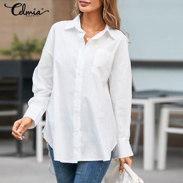women's blouses & shirts celmia women asymmetrical oversize 2021 fashion lapel solid white long sleeve buttons ladies casual loose blu
women's blouses & shirts celmia women asymmetrical oversize 2021 fashion lapel solid white long sleeve buttons ladies casual loose blu