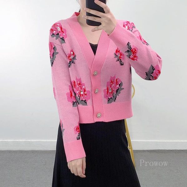 women's knits & tees rose floral jacquard knitted cardigan crop 2021 autumn winter women v-neck button up short loose sweater, White
women's knits & tees rose floral jacquard knitted cardigan crop 2021 autumn winter women v-neck button up short loose sweater, White